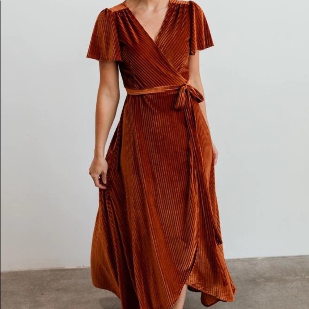 Baltic Born Copper Velvet Ribbed Dress